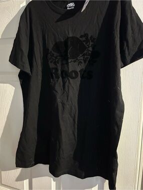 Roots Black Crewneck T-Shirt with Subtle Logo